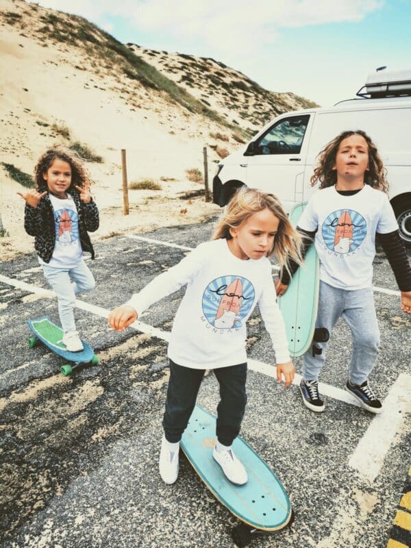 Camiseta niño blanca logo Lon surfboards Mundaka - Imagen 2